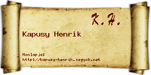 Kapusy Henrik névjegykártya